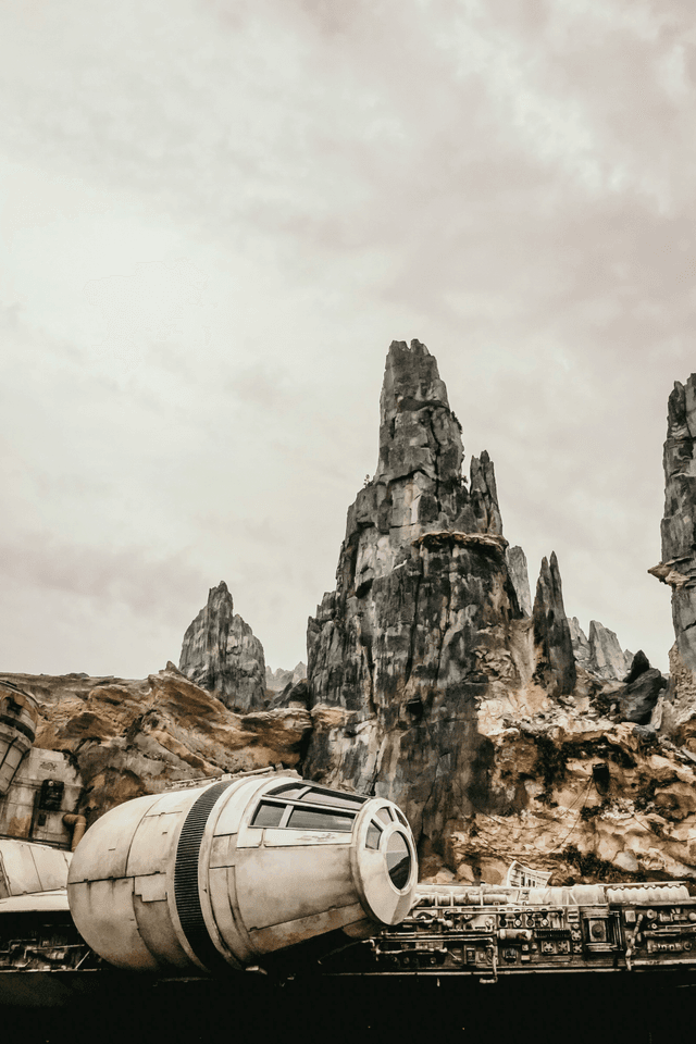 Various starships from the Star Wars universe including the Millennium Falcon